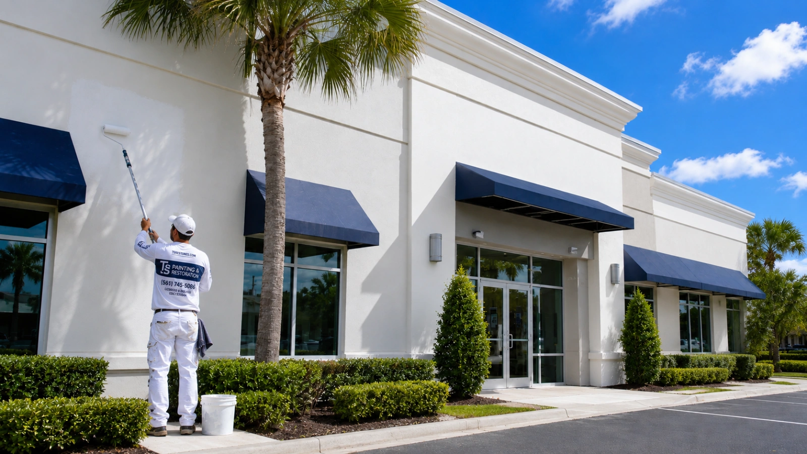 Commercial exterior painting project completed by TS Painting Pro in Palm Beach County