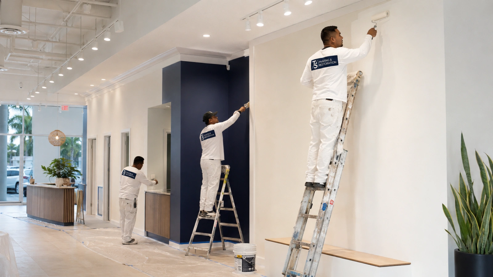 Commercial interior painting project completed by TS Painting Pro in Palm Beach County